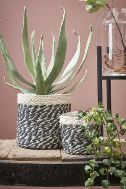 Mica Decorations Pots, Cache-pots Et Jardinières D'extérieur Cache-pot En Jute Noir H18 -Parasols Soldes Magasin cache pot en jute noir h18 1