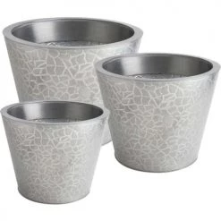 Aubry Gaspard Pots, Cache-pots Et Jardinières D'extérieur Cache Pot En Zinc Brossé (lot De 3)
