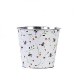 Esschert Design Pots, Cache-pots Et Jardinières D'extérieur Cache Pot En Zinc Imprimé Abeilles 16 Cm