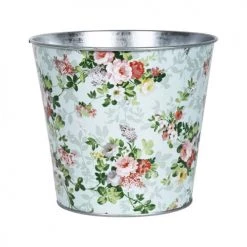 Esschert Design Pots, Cache-pots Et Jardinières D'extérieur Cache Pot En Zinc Imprimé Roses
