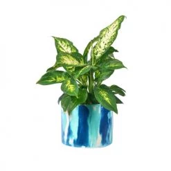 Junny Pots, Cache-pots Et Jardinières D'extérieur Cache-pot Xxl Tie&dye En Béton Bleu Pétrole Et Turquoise