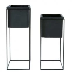 Maisons Du Monde Pots, Cache-pots Et Jardinières D'extérieur Cache-pots En Fibre De Verre Et Métal Noirs H78 (x2) -Parasols Soldes Magasin cache pots en fibre de verre et metal noirs h78 x2 1000 11 3 200985 1