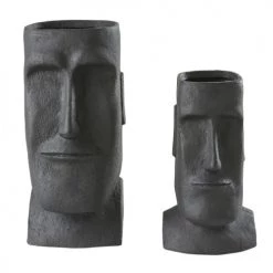 Maisons Du Monde Pots, Cache-pots Et Jardinières D'extérieur Cache-pots En Fibre De Verre Noir H65 (x2)
