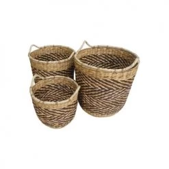 Aubry Gaspard Pots, Cache-pots Et Jardinières D'extérieur Cache-pots En Jacinthe (lot De 3) -Parasols Soldes Magasin cache pots en jacinthe lot de 3 3
