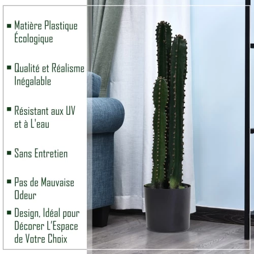 Outsunny Plantes D'intérieur Et Fleurs D'intérieur Cactus Artificiel Grand Réalisme H1m 6 Outsunny Plantes D'intérieur Et Fleurs D'intérieur Cactus Artificiel Grand Réalisme H1m – Image 4