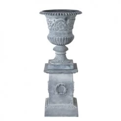 Maisons Du Monde Pots, Cache-pots Et Jardinières D'extérieur Coupe Sur Socle Grise Blanchie H109