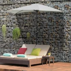 Outsunny Parasols Demi Parasol Balcon Crème -Parasols Soldes Magasin demi parasol balcon creme 3