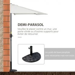 Outsunny Parasols Demi Parasol Balcon Crème -Parasols Soldes Magasin demi parasol balcon creme 5