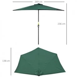 Outsunny Parasols Demi Parasol Balcon Vert 10 Outsunny Parasols Demi Parasol Balcon Vert -Parasols Soldes Magasin demi parasol balcon vert 2