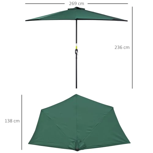 Outsunny Parasols Demi Parasol Balcon Vert 5 Outsunny Parasols Demi Parasol Balcon Vert – Image 3