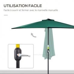 Outsunny Parasols Demi Parasol Balcon Vert 12 Outsunny Parasols Demi Parasol Balcon Vert -Parasols Soldes Magasin demi parasol balcon vert 4
