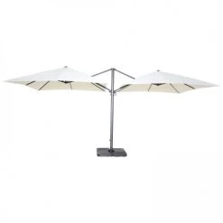 Oviala Parasols Double Parasol Déporté Carré En Aluminium 3x3m écru -Parasols Soldes Magasin double parasol deporte carre en aluminium 3x3m ecru 5