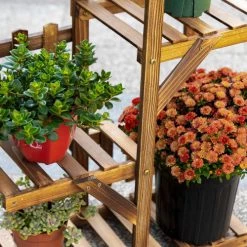 Outsunny Pots, Cache-pots Et Jardinières D'extérieur Étagère à Fleurs 5 Tablettes Bois De Sapin Traité Carbonisation -Parasols Soldes Magasin etagere a fleurs 5 tablettes bois de sapin traite carbonisation 4