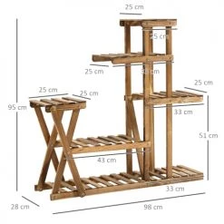 Outsunny Pots, Cache-pots Et Jardinières D'extérieur Étagère à Fleurs 6 Tablettes Bois De Sapin Traité Carbonisation -Parasols Soldes Magasin etagere a fleurs 6 tablettes bois de sapin traite carbonisation 2
