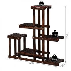 Outsunny Pots, Cache-pots Et Jardinières D'extérieur Étagère à Fleurs En Bois Porte Plante Bois 6 Tablettes Bois Pin -Parasols Soldes Magasin etagere a fleurs en bois porte plante bois 6 tablettes bois pin 2