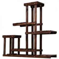 Outsunny Pots, Cache-pots Et Jardinières D'extérieur Étagère à Fleurs En Bois Porte Plante Bois 6 Tablettes Bois Pin -Parasols Soldes Magasin etagere a fleurs en bois porte plante bois 6 tablettes bois pin 4