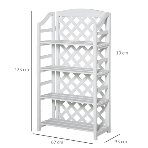 Outsunny Pots, Cache-pots Et Jardinières D'extérieur Étagère à Fleurs Pliable 4 étagères Réglables En Bois De Sapin Blanc 5 Outsunny Pots, Cache-pots Et Jardinières D'extérieur Étagère à Fleurs Pliable 4 étagères Réglables En Bois De Sapin Blanc – Image 3