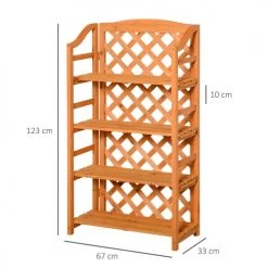 Outsunny Pots, Cache-pots Et Jardinières D'extérieur Étagère à Fleurs Pliable Avec 4 étagères Réglables En Sapin 10 Outsunny Pots, Cache-pots Et Jardinières D'extérieur Étagère à Fleurs Pliable Avec 4 étagères Réglables En Sapin -Parasols Soldes Magasin etagere a fleurs pliable avec 4 etageres reglables en sapin 2