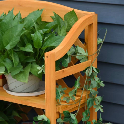 Outsunny Pots, Cache-pots Et Jardinières D'extérieur Étagère à Fleurs Pliable Avec 4 étagères Réglables En Sapin 8 Outsunny Pots, Cache-pots Et Jardinières D'extérieur Étagère à Fleurs Pliable Avec 4 étagères Réglables En Sapin – Image 6