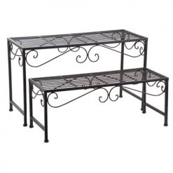 Aubry Gaspard Pots, Cache-pots Et Jardinières D'extérieur Etagère à Plantes En Métal Vieilli (lot De 2)