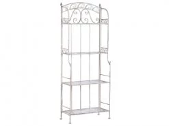 Beliani Pots, Cache-pots Et Jardinières D'extérieur Étagère De Jardin En Métal Blanc 4 Niveaux