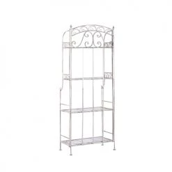 Beliani Pots, Cache-pots Et Jardinières D'extérieur Étagère De Jardin En Métal Blanc 4 Niveaux -Parasols Soldes Magasin etagere de jardin en metal blanc 4 niveaux 4