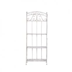 Beliani Pots, Cache-pots Et Jardinières D'extérieur Étagère De Jardin En Métal Blanc 4 Niveaux -Parasols Soldes Magasin etagere de jardin en metal blanc 4 niveaux 5