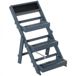 Outsunny Pots, Cache-pots Et Jardinières D'extérieur Étagère échelle à Fleurs Pliable Tableau Noir Intégré Bois Sapin Gris