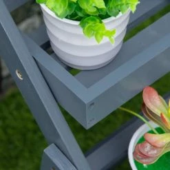 Outsunny Pots, Cache-pots Et Jardinières D'extérieur Étagère échelle à Fleurs Pliable Tableau Noir Intégré Bois Sapin Gris -Parasols Soldes Magasin etagere echelle a fleurs pliable tableau noir integre bois sapin gris 3