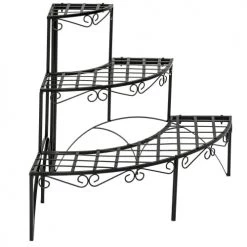 Tectake Pots, Cache-pots Et Jardinières D'extérieur Etagère Pour Plantes Angle 3 Niveaux Noir -Parasols Soldes Magasin etagere pour plantes angle 3 niveaux noir 4