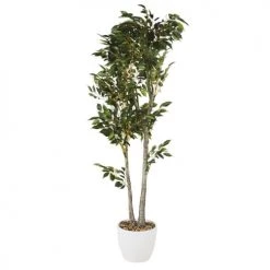 Maisons Du Monde Plantes D'extérieur Artificielles Ficus Artificiel Blanc, Marron Et Vert