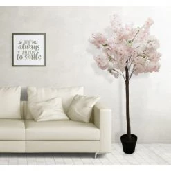 Ligne Déco Plantes D'intérieur Et Fleurs D'intérieur Grand Arbre Artificiel Cerisier Fleuri Rose En Pot, H.180cm -Parasols Soldes Magasin grand arbre artificiel cerisier fleuri rose en pot h 180cm 2
