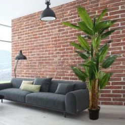 Ligne Déco Plantes D'intérieur Et Fleurs D'intérieur Grand Arbre Artificiel Faux Bananier Réaliste En Pot, H.250cm -Parasols Soldes Magasin grand arbre artificiel faux bananier realiste en pot h 250cm 2
