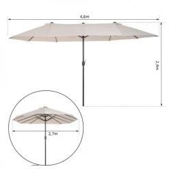 Outsunny Parasols Grand Parasol Acier Polyester Haute Densité Crème -Parasols Soldes Magasin grand parasol acier polyester haute densite creme 2