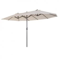 Outsunny Parasols Grand Parasol Acier Polyester Haute Densité Crème