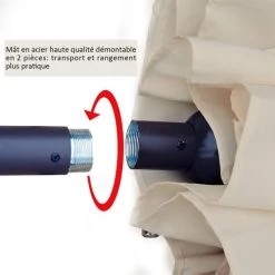 Outsunny Parasols Grand Parasol Acier Polyester Haute Densité Crème -Parasols Soldes Magasin grand parasol acier polyester haute densite creme 5