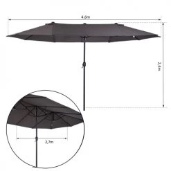 Outsunny Parasols Grand Parasol Acier Polyester Haute Densité Gris -Parasols Soldes Magasin grand parasol acier polyester haute densite gris 2