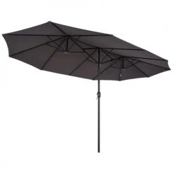 Outsunny Parasols Grand Parasol Acier Polyester Haute Densité Gris
