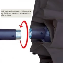 Outsunny Parasols Grand Parasol Acier Polyester Haute Densité Gris -Parasols Soldes Magasin grand parasol acier polyester haute densite gris 5