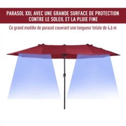 Outsunny Parasols Grand Parasol Bordeaux -Parasols Soldes Magasin grand parasol bordeaux 3