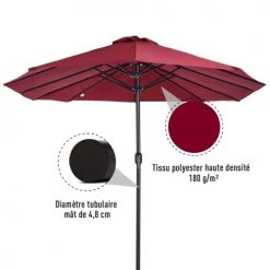 Outsunny Parasols Grand Parasol Bordeaux -Parasols Soldes Magasin grand parasol bordeaux 4