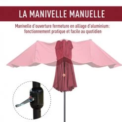 Outsunny Parasols Grand Parasol Bordeaux -Parasols Soldes Magasin grand parasol bordeaux 5