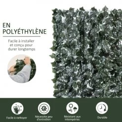 Outsunny Plantes D'intérieur Et Fleurs D'intérieur Haie Artificielle Brise-vue 3L X 1H M -Parasols Soldes Magasin haie artificielle brise vue 3l x 1h m 5