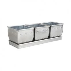 Aubry Gaspard Pots, Cache-pots Et Jardinières D'extérieur Jardinière 3 Pots En Zinc Brossé