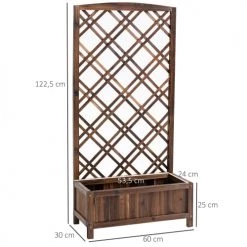 Outsunny Pots, Cache-pots Et Jardinières D'extérieur Jardinière Avec Treillis Droit Bois Sapin Traité Carbonisation -Parasols Soldes Magasin jardiniere avec treillis droit bois sapin traite carbonisation 2