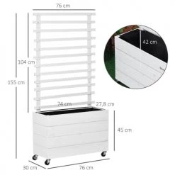 Outsunny Pots, Cache-pots Et Jardinières D'extérieur Jardinière Avec Treillis Sur Roulettes Bois Sapin Traité Peint Blanc -Parasols Soldes Magasin jardiniere avec treillis sur roulettes bois sapin traite peint blanc 2