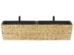 Beliani Pots, Cache-pots Et Jardinières D'extérieur Jardinière Balconnière Rectangulaire Beige Sable 80x18