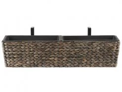 Beliani Pots, Cache-pots Et Jardinières D'extérieur Jardinière Balconnière Rectangulaire Marron 80x18