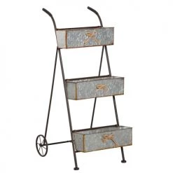 Outsunny Pots, Cache-pots Et Jardinières D'extérieur Jardinière Chariot Sur Pied 3 Niveaux Pliable Style Rural Chic