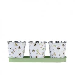 Esschert Design Pots, Cache-pots Et Jardinières D'extérieur Jardinière En Zinc 3 Pots Abeilles